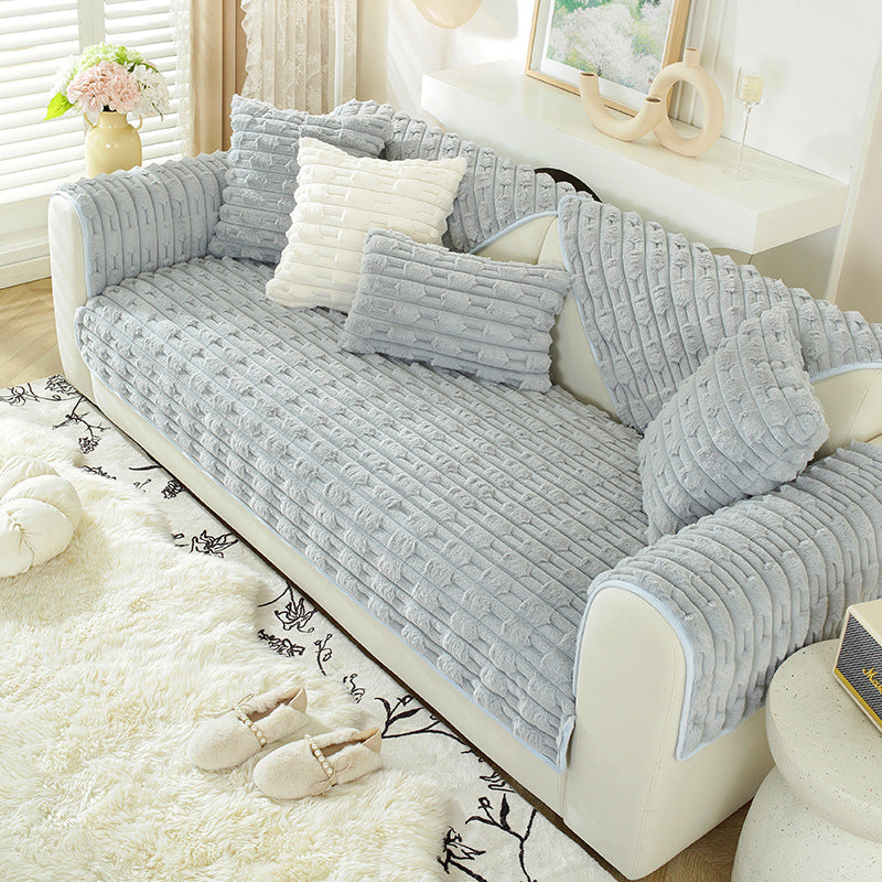 Plüschverdickter, rutschfester Sofaüberzug aus luxuriösem Flanell